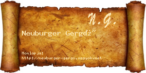 Neuburger Gergő névjegykártya